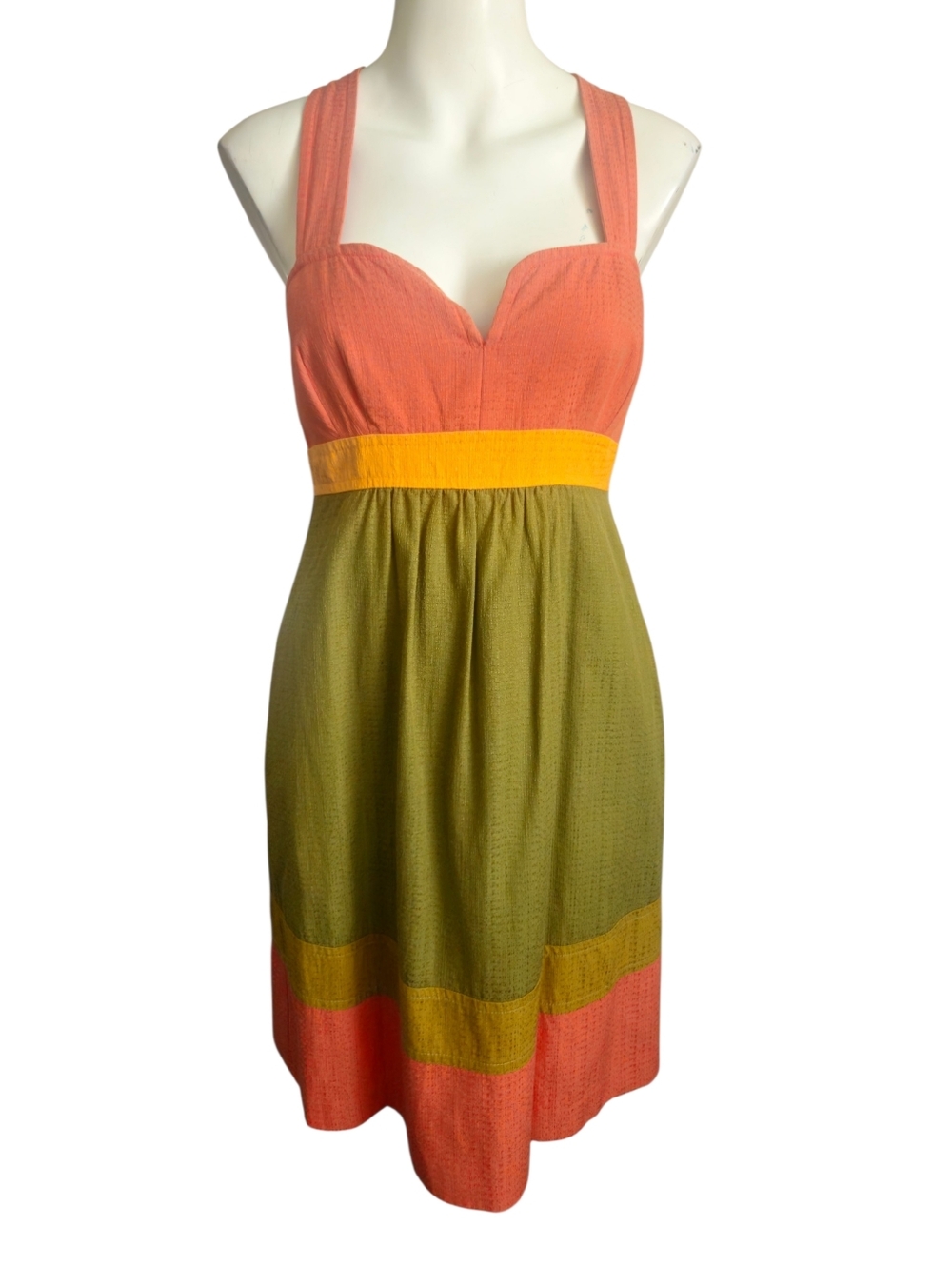 Trina Turk Multi Color Block Silk Blend‎ Nanna Milkmaid Dress Sz 6 Retro Boho